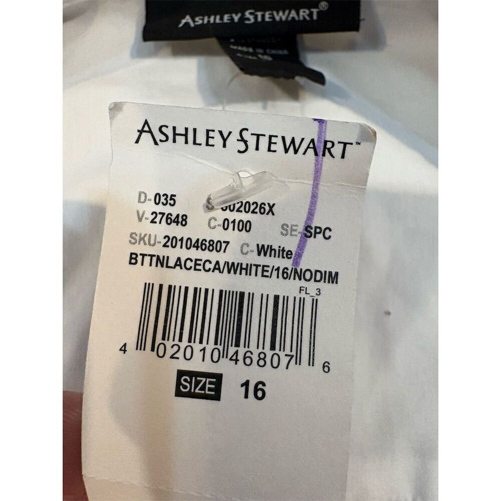 Ashley Stewart Women's Size 16 White Sleeveless Lace Blouse Casual - Picture 8 of 10